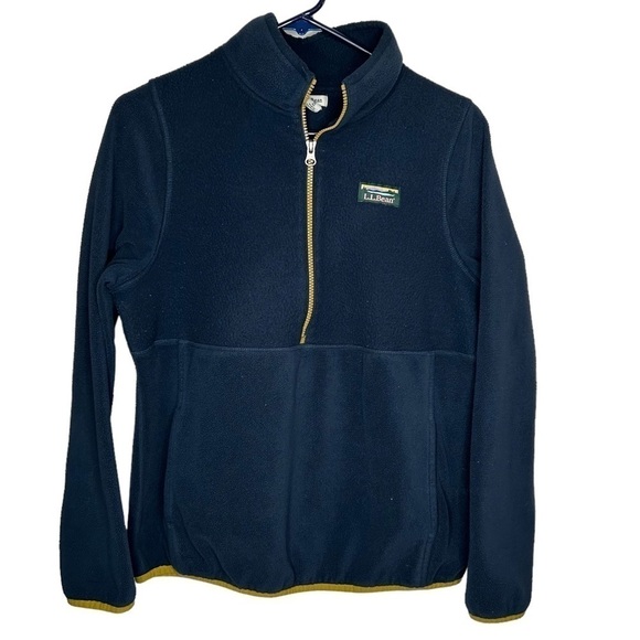 LLBean Katahdin Micro Fleece Pullover Half zip Medium WomenNavy Blue/gold 506177 - Picture 1 of 4